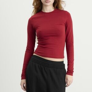 SKIMS Rich Red Long Sleeve Crop Tee XL